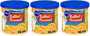 Pillsbury Salted Caramel Flavored Frosting Creamy Supreme 16 oz (3 Tubs) Icing - Picture 1 of 2