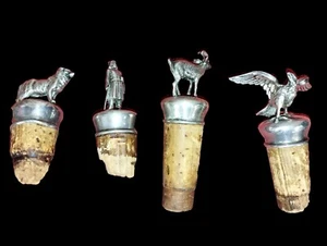 SET OF 4 SILVER STOPPERS FOR WINE BOTTLES. FRANCE(?). 18TH-19TH CENTURY - Picture 1 of 1