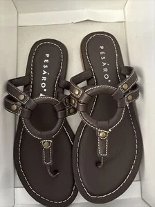 Pesaro Brown Slip On Flip Flops Women Size 7 Casual Comfort Summer Thong Sandals - Picture 1 of 4