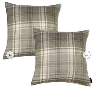 Scatter cushions, Angus Beige Cream Tartan Filled Cushions 43cm X 43cm Pair - Picture 1 of 3