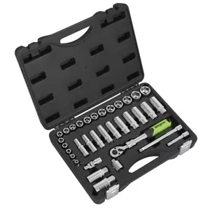 Siegen S01287 Extending Ratchet Socket Set 3/8"Sq Drive 34pc - Picture 1 of 7