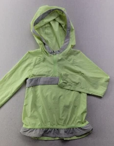 Ivivva Girl 6 Neon Yellow 1/4 Zip Pullover Athletic Hoodie Gray Ruffle Pocket LS - Picture 1 of 10
