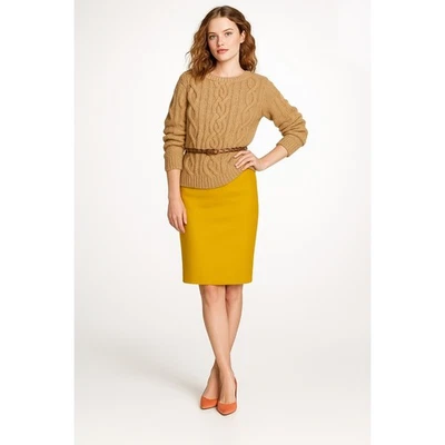 J. Crew Double Serge Pure Wool No. 2 Pencil Skirt Mustard Yellow 47314 Size 00 - Image 1 of 4