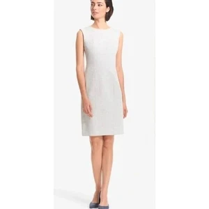 MM Lafleur Sheath Dress 6 Giovana Gray Twill Sleeveless Seamed Career Preppy - Picture 1 of 10