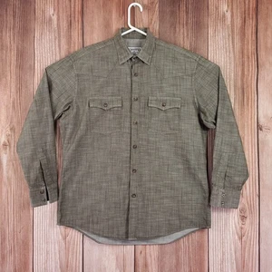 Schaefer Outfitter Mens Large Button Down LS Western Shirt Cowboy Khaki 7070 - Picture 1 of 12