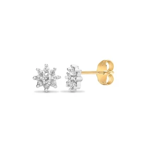 9ct Gold Jewelco London 0.25ct Diamond Cluster Stud Earrings - Picture 1 of 3