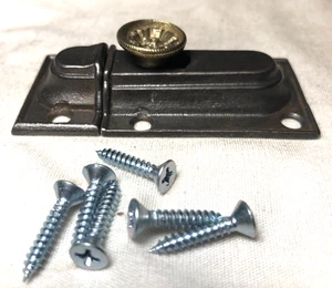 Antiker Schrankriegel Eastlake Gusseisen Messingbeschläge Vintage Schrankschloss #J53 - Bild 1 von 6