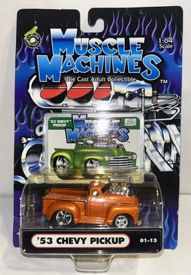 * 1:64 Die-Cast New Muscle Machines Orange Chevrolet ‘53 Chevy PU #01-13 Truck - Image 1 of 4
