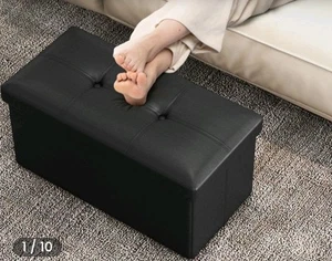 Klappbare Aufbewahrung Ottomane gepolstert rechteckig Fußhocker PVC Leder 30x15x15 - Bild 1 von 6