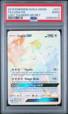 PSA 2 2018 Pokemon Sun Moon Lost Thunder Full Art Lugia GX 227/214 Holo Foil - Image 1 of 2