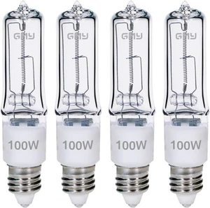 GMY JDE11 120V 100W T4 Mini Candelabra Base 4 Count (Pack of 1), Warm White  - Picture 1 of 7