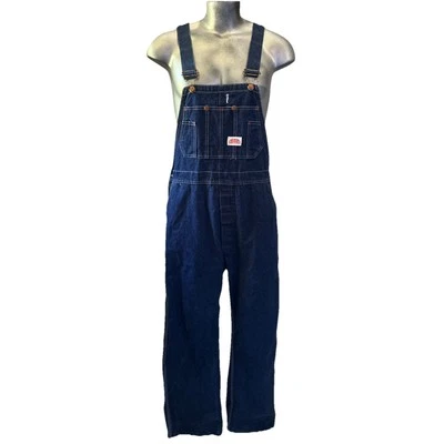 Macacão jeans masculino Roundhouse 40 x 31 azul caubói ocidental feito nos EUA vintage - Imagem 1 de 4