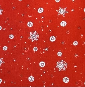 Snowflakes on Red Fabric by Moda, Fat Quarter, Christmas FQ 18" by 22" - Picture 1 of 4
