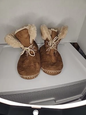 Kooba Mocasines Zapatilla Botas Marrón Imitación Piel 45836 Talla L 8-9 Con Cordones Foto 1 de 4