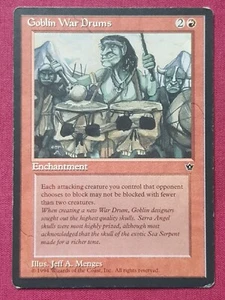 Magic The Gathering FALLEN EMPIRES GOBLIN WAR DRUMS MENGES tarjeta roja Magic The Gathering Magic The Gathering - Imagen 1 de 2