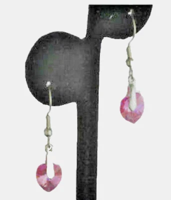 Rosa Pendente Cuore Orecchini Goccia Argento Cz Cristallo Bianco Swarovski USA - Immagine 1 di 4