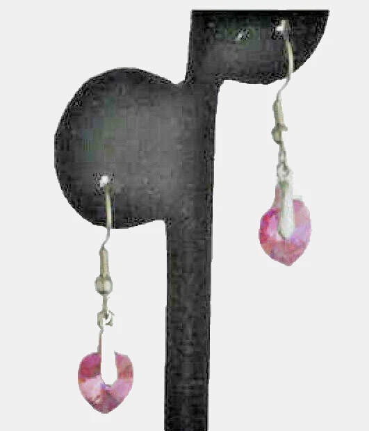 Rosa Pendente Cuore Orecchini Goccia Argento Cz Cristallo Bianco Swarovski USA - Immagine 1 di 4