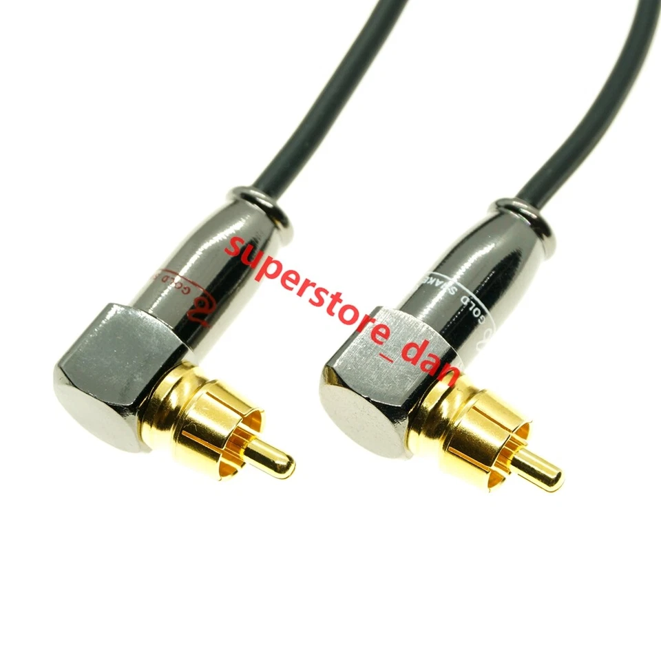 Premium Audio Cable Right Angle L RCA to Right Angle RCA Speaker Subwoofer - Image 1 of 1