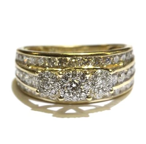 14k yellow gold 1.50ct 3 stone round diamond engagement wedding band ring 5.2g - Imagen 1 de 7