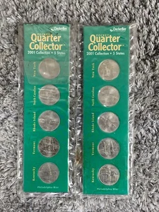 ** 2 POCKET QUARTER COLLECTOR 5 STATES 2001 COLLECTION Philadelphia Denver Mint - Picture 1 of 5