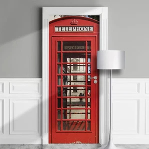 Rote Telefonzelle Türaufkleber, laminierter Aufkleber, Cover, Verpackung. Einzelstück - Bild 1 von 14