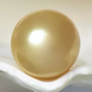 1,81 g Perla del Mare del Sud 10,82 mm oro rotondo semiforato Maluku Indonesia - Foto 1 di 7