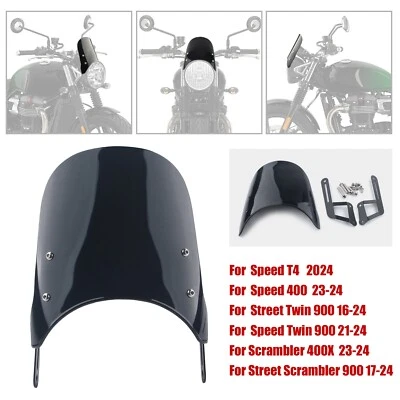 Black Front Windshield Windscreen For Triumph Bonneville T100 T120 Thruxton 900 - Image 1 of 4