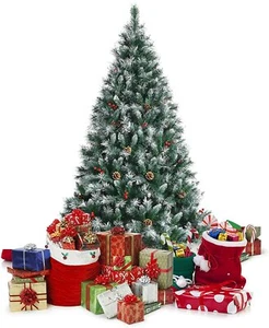 180cm Weihnachtsbaum mit Schnee & roten Beeren & Tannenzapfen & Schnee-Effekt - Bild 1 von 8