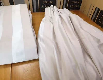 John Lewis W149x D259cm Tonal Satin Stripe Pinch Pleat Blackout Curtains £663 - Image 1 of 4
