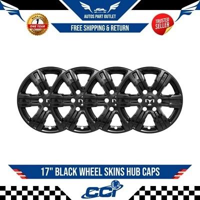 New 17" Black Wheel Skins Hub Caps Set of 4 For 2019-2023 Ford Ranger - Image 1 of 3