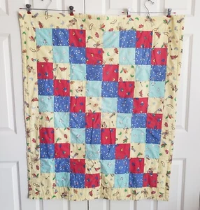Patchwork skurrile wendbare Babydecke Handarbeit 48" mal 37" 1950er 60er Jahre - Bild 1 von 4