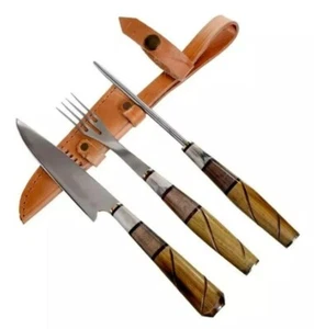 Juego De Trinchar Cabo De Madera Mixta Hoja Acero Inoxidable 13 Cm - Imagen 1 de 3