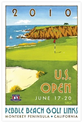 Póster de golf Lee Wybranski edición limitada 2010 US Open Pebble Beach Foto 1 de 4