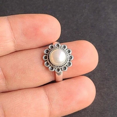 Pearl 925 Sterling Silver Handmade Beautiful Fine  Ring All Size Available - Image 1 of 4
