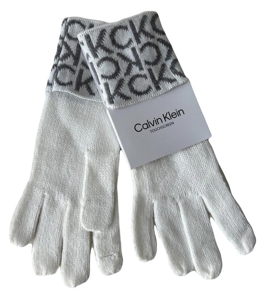 NWT $48 One Size - Calvin Klein Logo Cuff Luxe Knit Touchscreen Gloves - Image 1 of 3