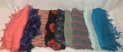 Colorful Assorted Lot Of Infinity & Regular Winter Scarfs- 9 Total - Image 1 of 4