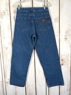 Carhartt 法兰绒衬里宽松直筒牛仔裤男式 30x30 B172 DST 二手状况完好 — 第 1/4 张图片