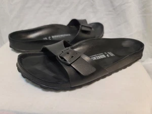 Birkenstock Black Rubber Foam Strap Sandals Sz 38/245, US W 7 M 5 - Picture 1 of 11