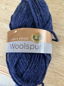1 Lion's Pride Woolspun 110 Navy heather Wool Blend Bulky Yarn Dyelot 74038 - Picture 1 of 4
