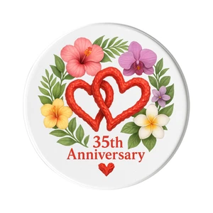 35 Aniversario de Boda, Imán de Nevera Jade Coral: Lindo Aniversario Hecho a Mano - Imagen 1 de 5