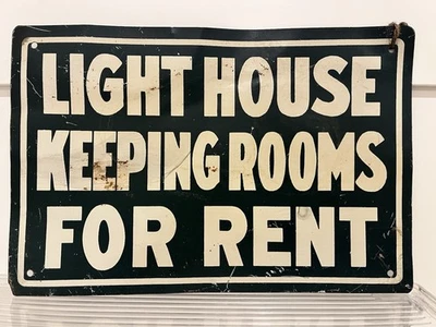 Antiguo letrero de hojalata "LIGERO MANTENIMIENTO DE HABITACIONES EN ALQUILER" - Original y vintage Foto 1 de 2