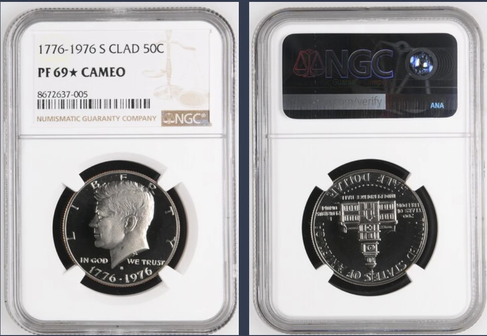 1776-1976 S CLAD KENNEDY HALF DOLLAR 50C PF69* Cameo - Image 1 of 1