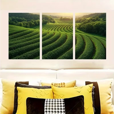 3pcs Drone Over Agricultural Field Metal Print Ready to Hang Art - Image 1 of 4