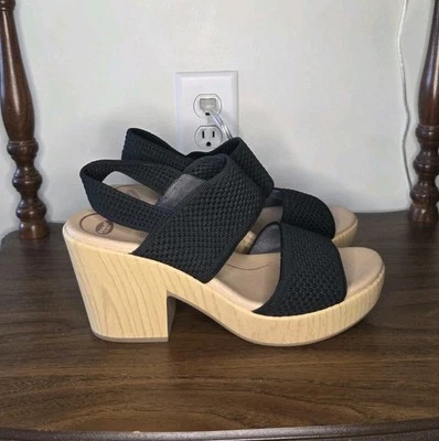 Dr Scholls Zapatos Mujer 9 Becca Negro Plataforma Zueco Sandalias Grueso Tacón Bloque Foto 1 de 4