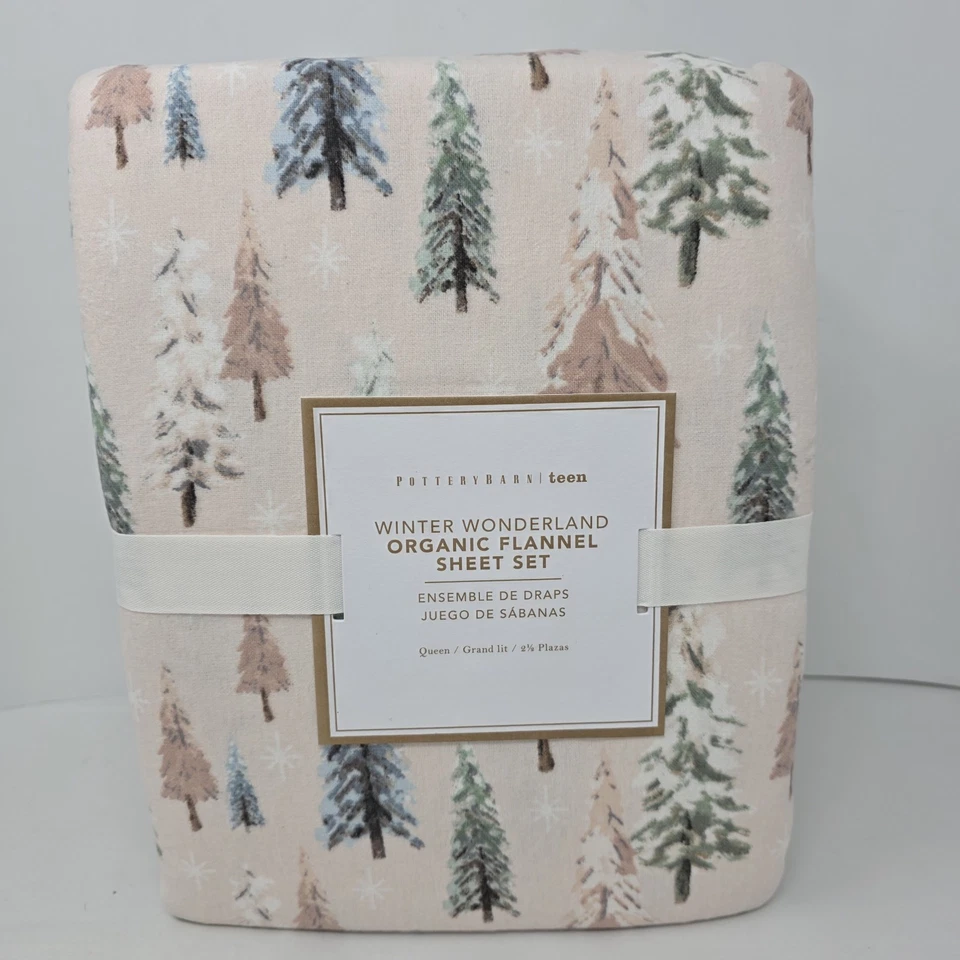 Pottery Barn Teen Winter Wonderland QUEEN Sheet Set Pink New - Image 1 of 3