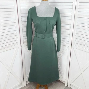Biesen Kleid Damen Medium Waldgrün Elle Langarm Midi Strick Fit Flare - Bild 1 von 15