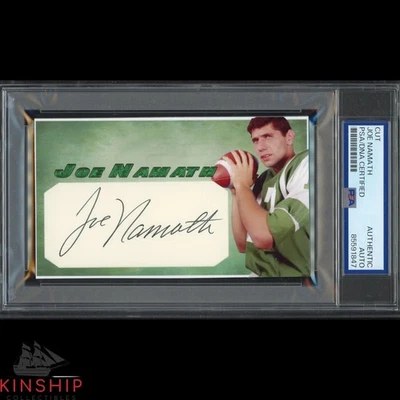 Joe Namath signed Cut 3x5 Custom Card PSA DNA Slabbed Jets HOF Auto C5065 - Image 1 of 2