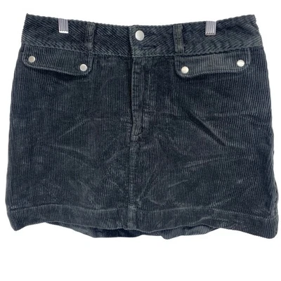 Y2K Abercrombie Fitch Corduroy Mini Skirt Gray Sz 8 A Line Button Front Pockets - Image 1 of 4