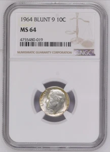 NGC MS 64, 1964 D BLUNT 9 10C  COLOR  - Picture 1 of 4
