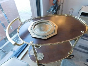 Unusual Antique Brass Hexagonal Dish / Plate 29cm - Picture 1 of 10